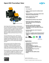 Thumbnail of document Data Sheet - 2581 FlowtraMag Magnetic Flow Meter